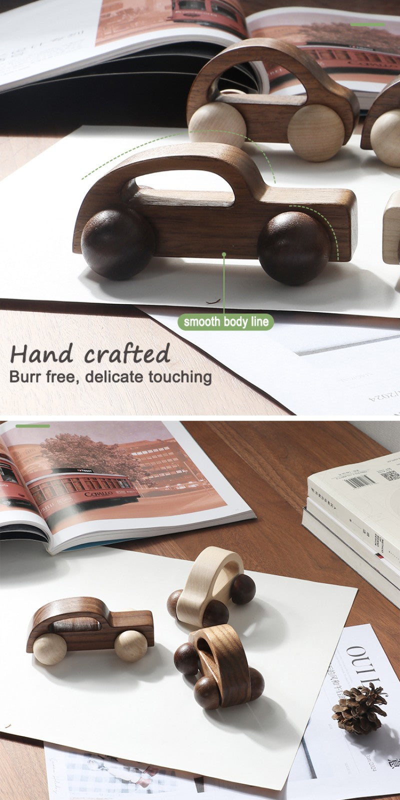 Solid Wood Beetle Toy Car – Eco-Friendly