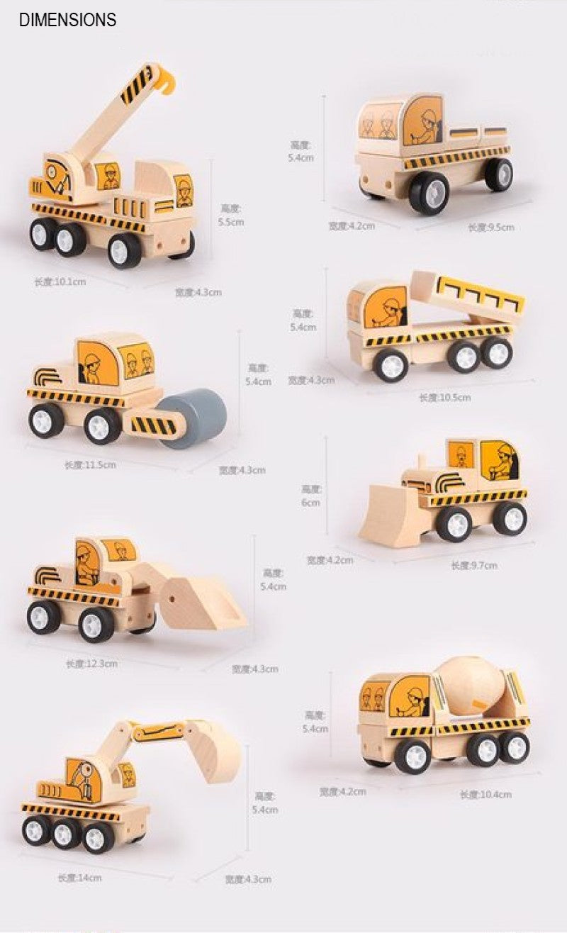 Children’s Wooden Construction Vehicle Toy Set
