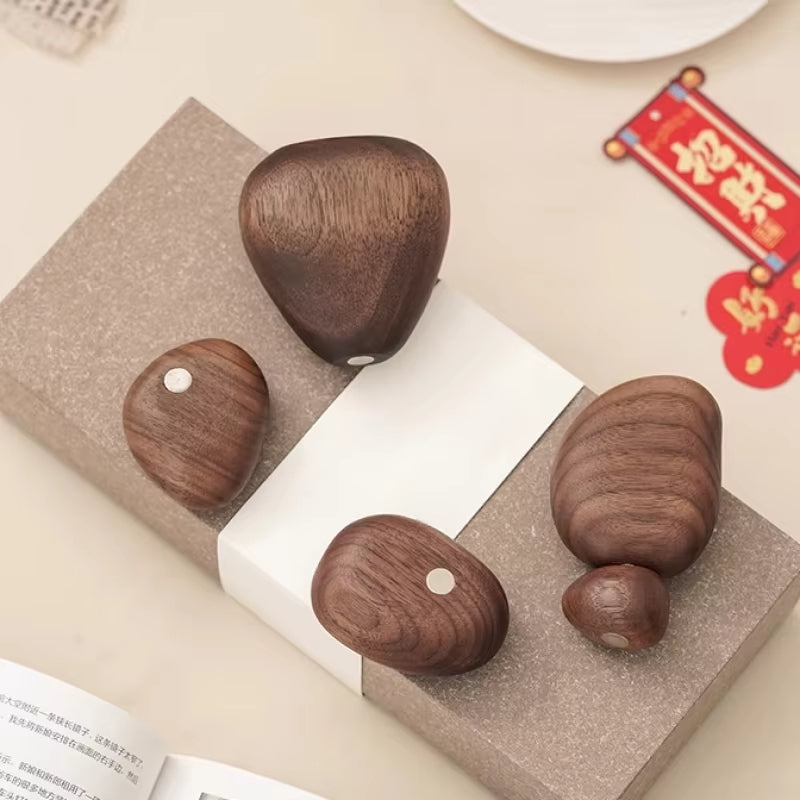 Black Walnut Magnetic Balance Rock Decor