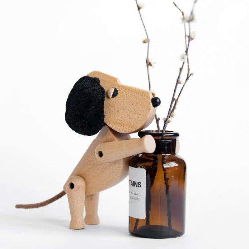 Handmade Wooden Dog Puppet Decor