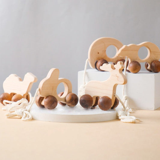 Wooden Animal Push & Pull Car Toy
