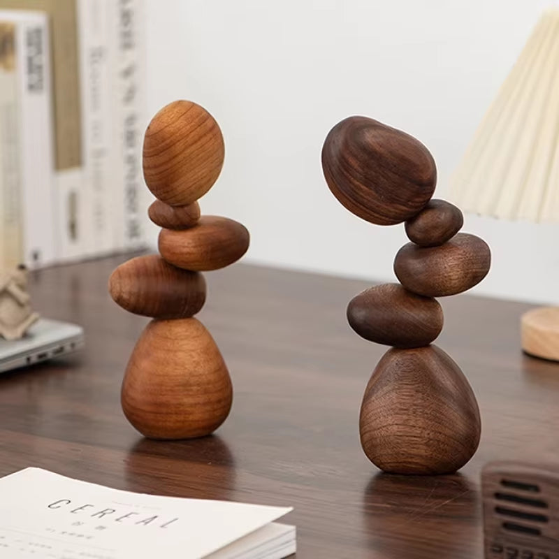 Black Walnut Magnetic Balance Rock Decor