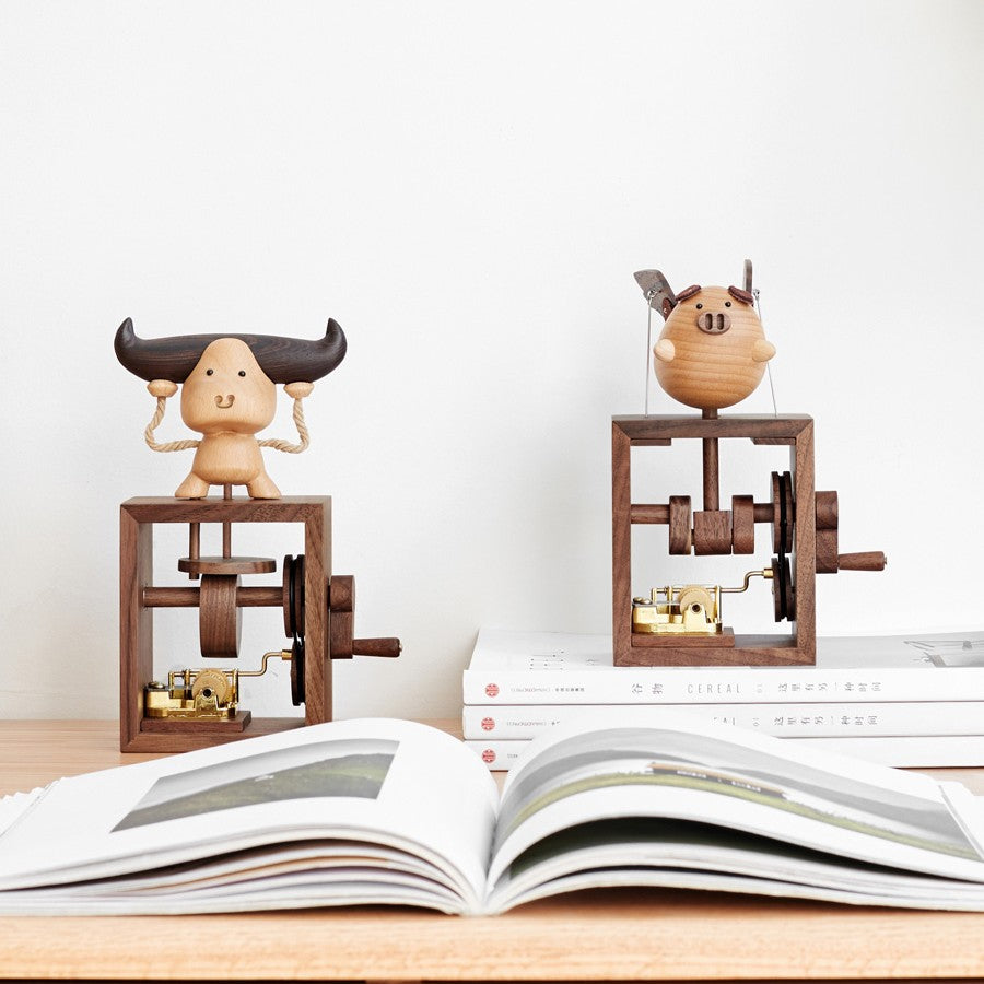 Walnut Hand-Crank Wooden Music Box