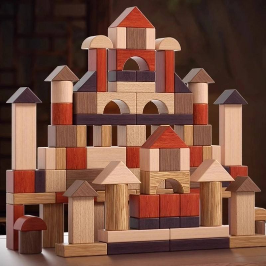 Wooden castle building blocks