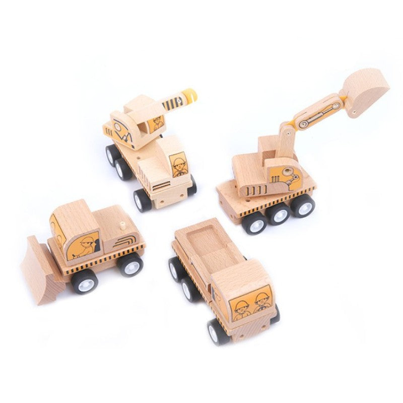 Children’s Wooden Construction Vehicle Toy Set
