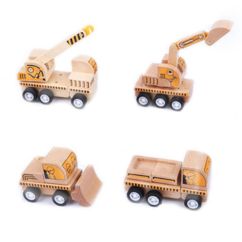Children’s Wooden Construction Vehicle Toy Set
