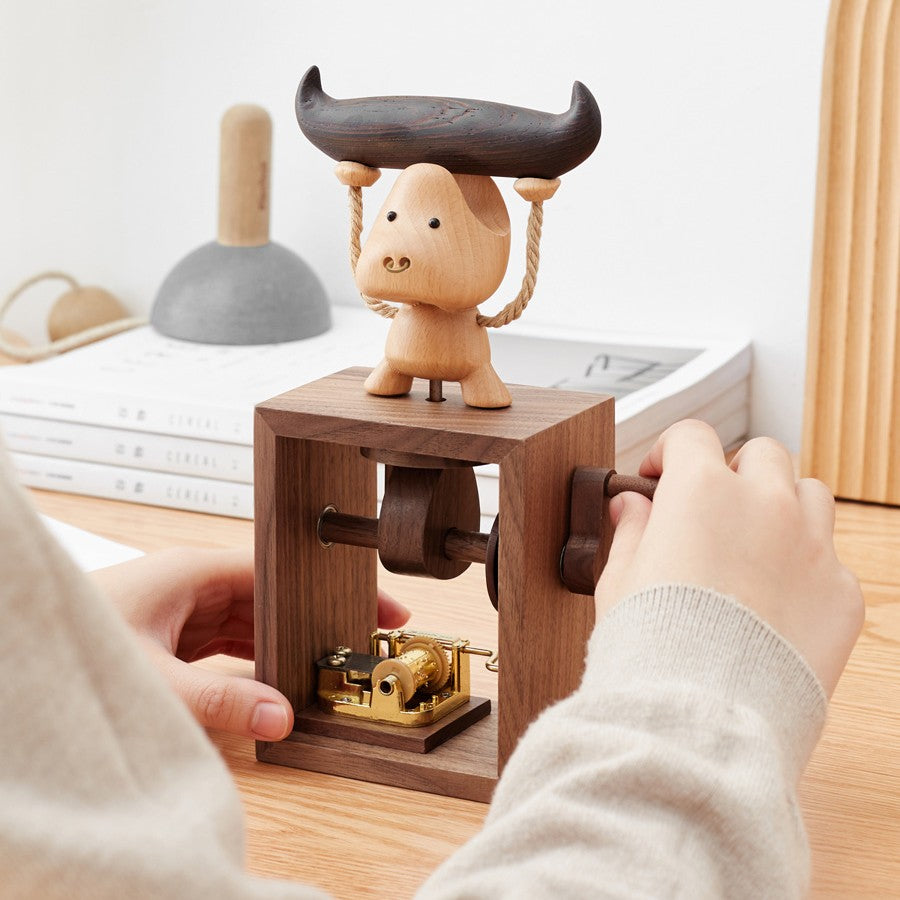 Walnut Hand-Crank Wooden Music Box