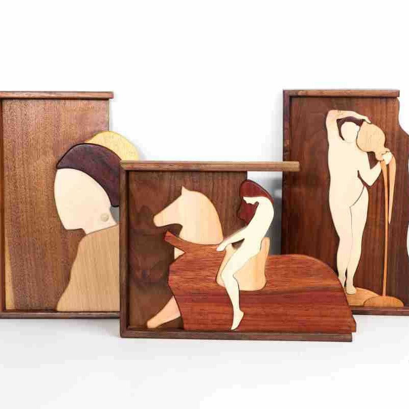 Black Walnut Girl with Pearl Earrings Wall Decor