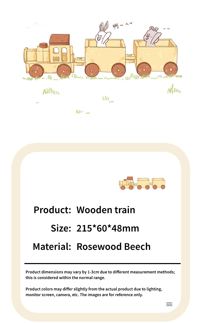 Solid Wood Train Toys Wooden