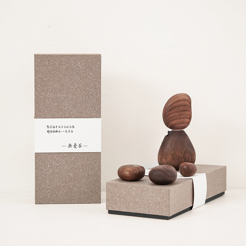 Black Walnut Magnetic Balance Rock Decor