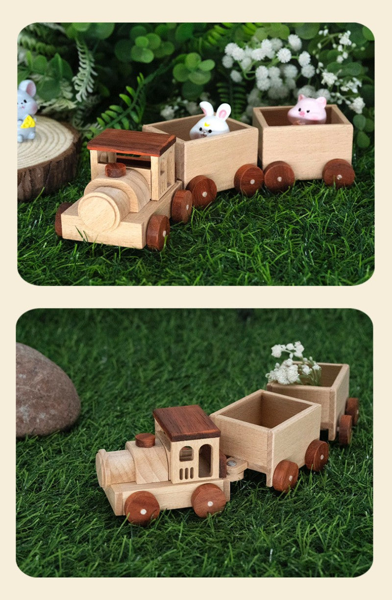 Solid Wood Train Toys Wooden