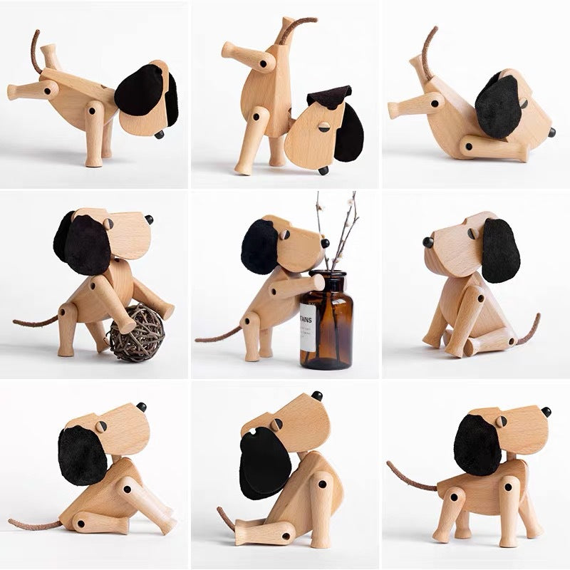 Handmade Wooden Dog Puppet Decor