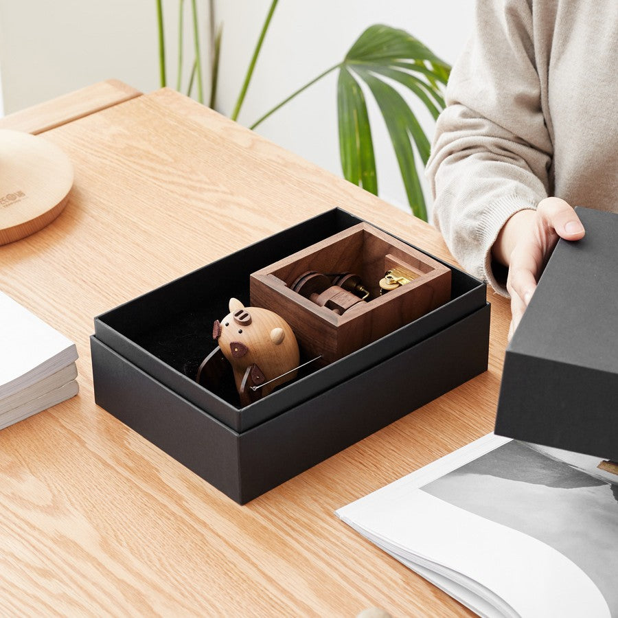 Walnut Hand-Crank Wooden Music Box