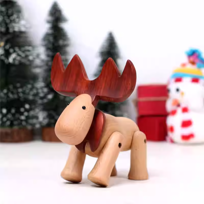 Eco-Friendly Wooden Reindeer Christmas Decor