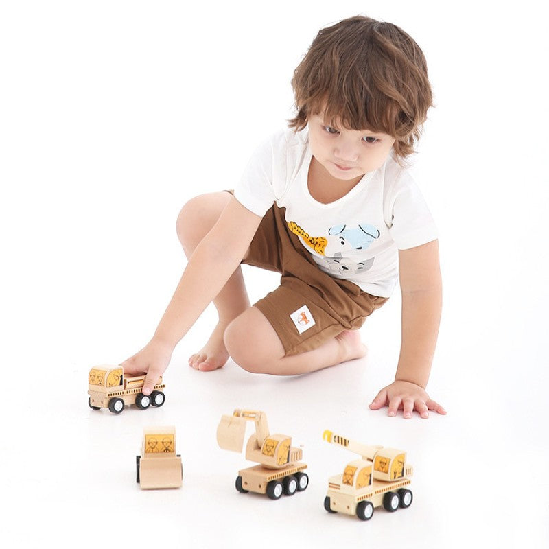 Children’s Wooden Construction Vehicle Toy Set