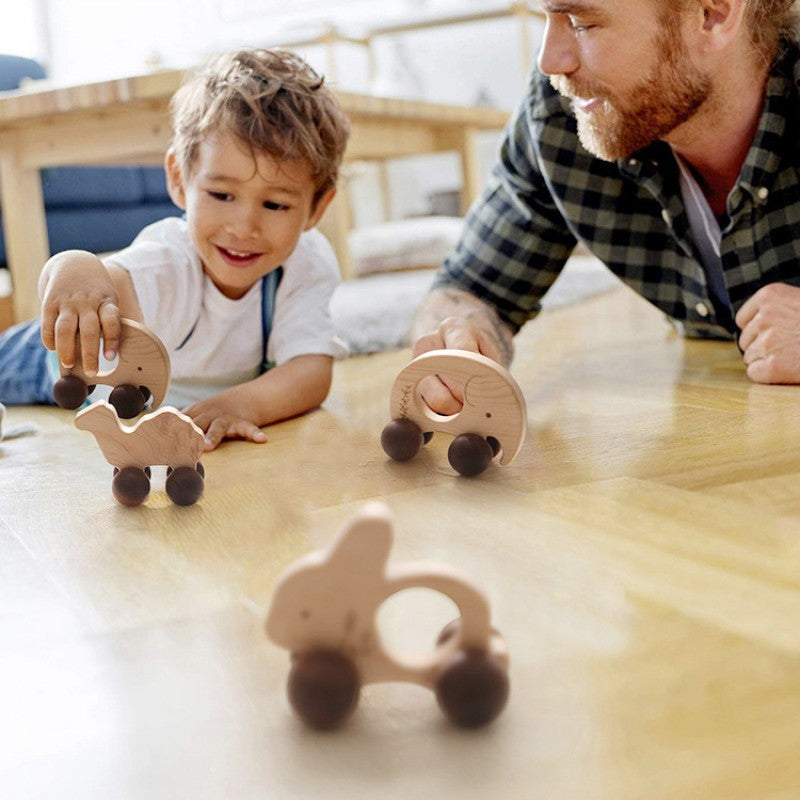 Wooden Animal Push & Pull Car Toy