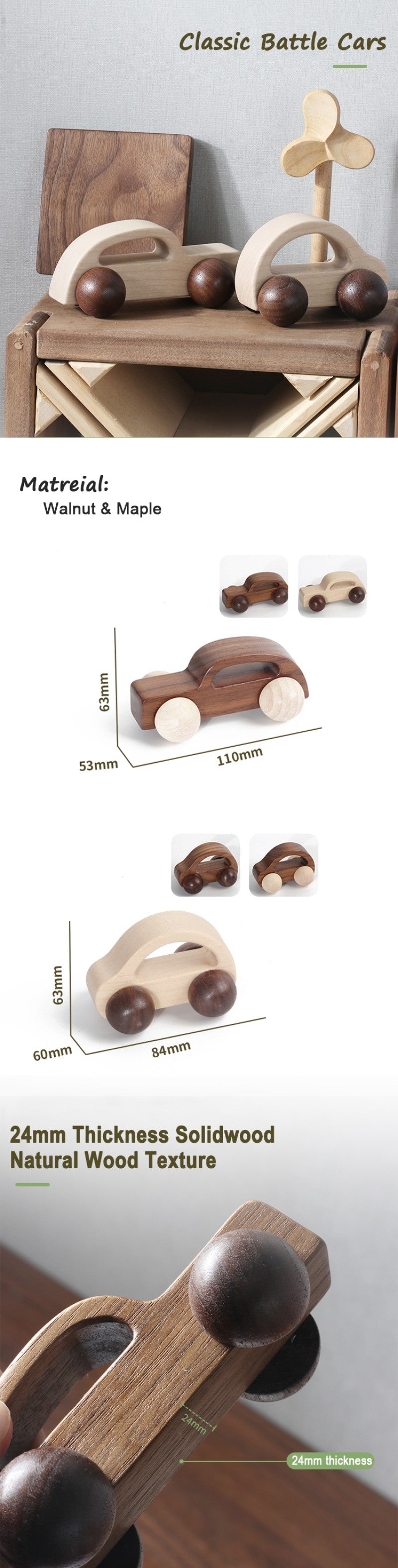 Solid Wood Beetle Toy Car – Eco-Friendly