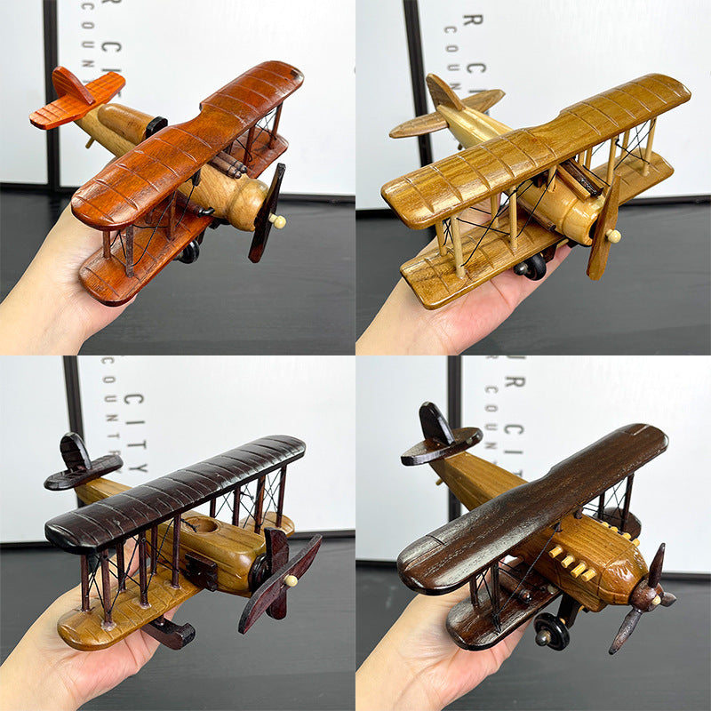 Retro Biplane Propeller Aircraft