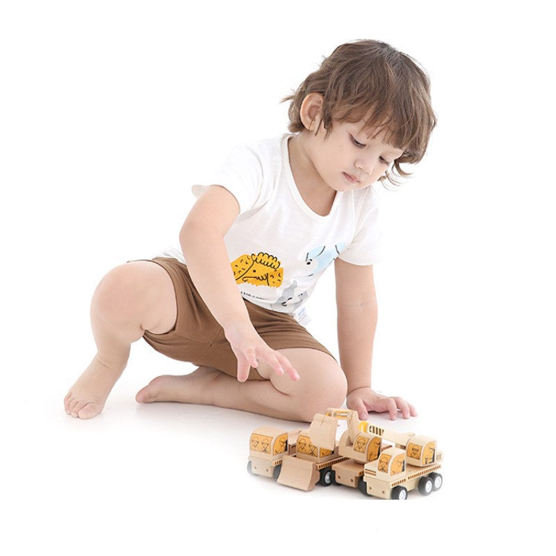 Children’s Wooden Construction Vehicle Toy Set