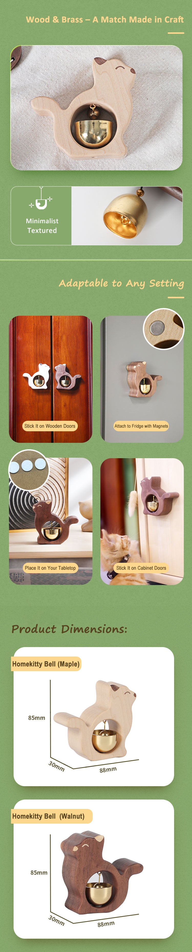 Dog LovelyWood Crafts with Engraving Magnetic Brass Doorbell Gift