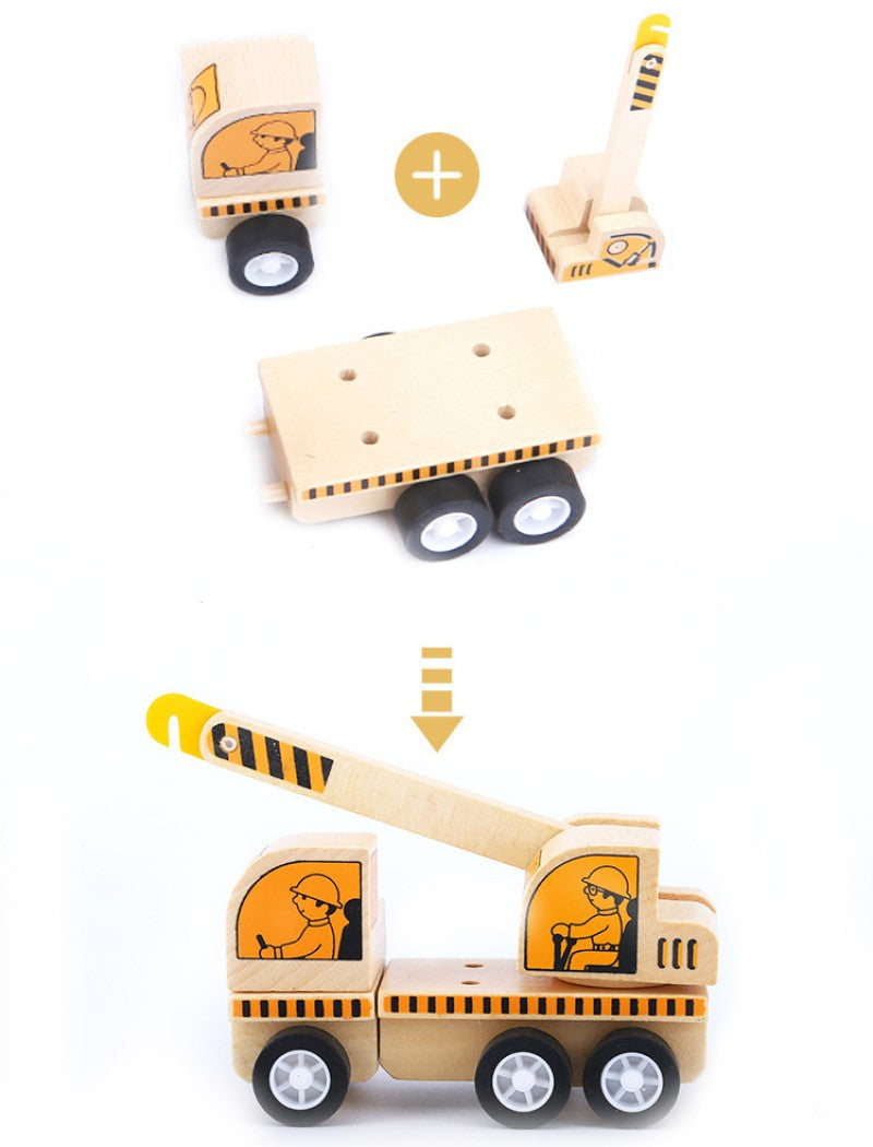 Children’s Wooden Construction Vehicle Toy Set