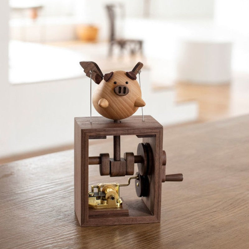Walnut Hand-Crank Wooden Music Box
