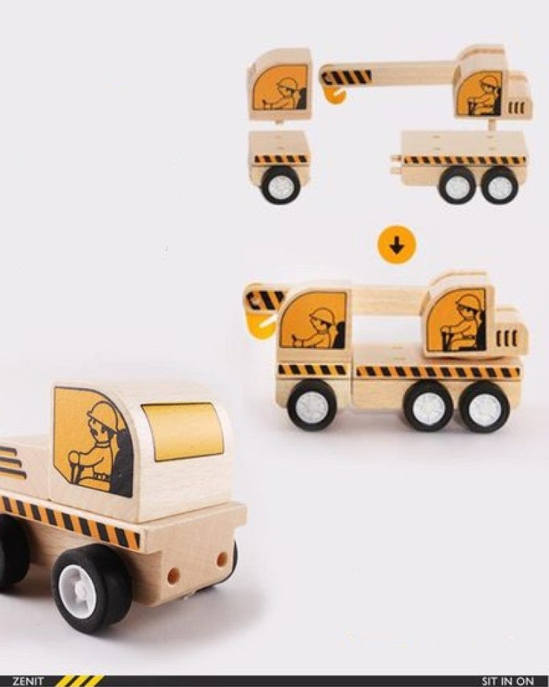 Children’s Wooden Construction Vehicle Toy Set