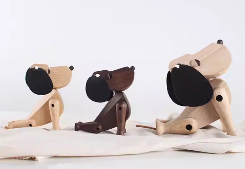 Handmade Wooden Dog Puppet Decor