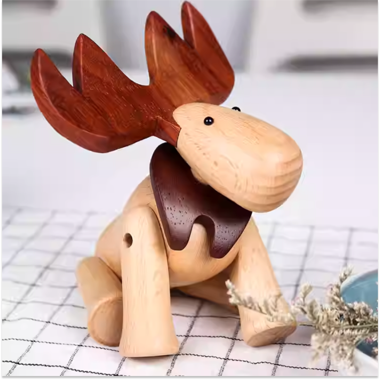 Eco-Friendly Wooden Reindeer Christmas Decor