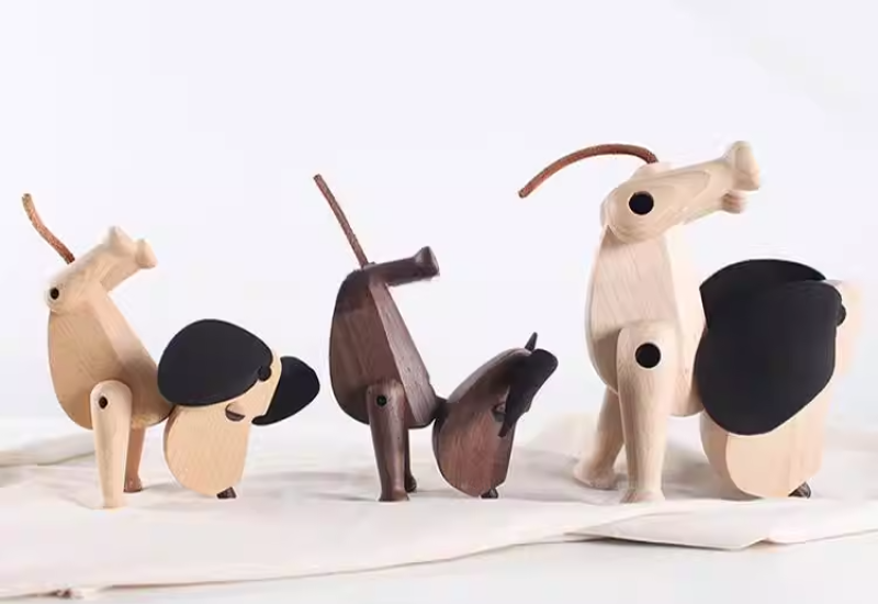 Handmade Wooden Dog Puppet Decor
