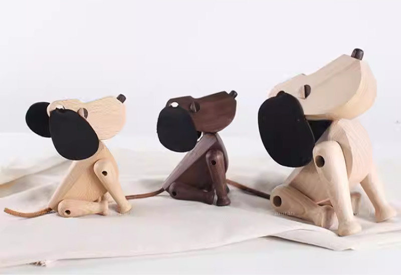 Handmade Wooden Dog Puppet Decor