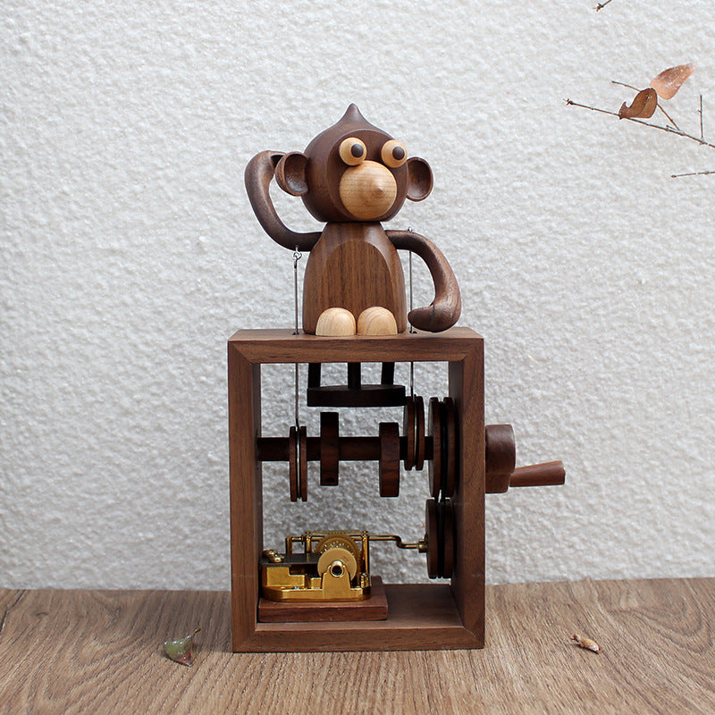 Walnut Hand-Crank Wooden Music Box