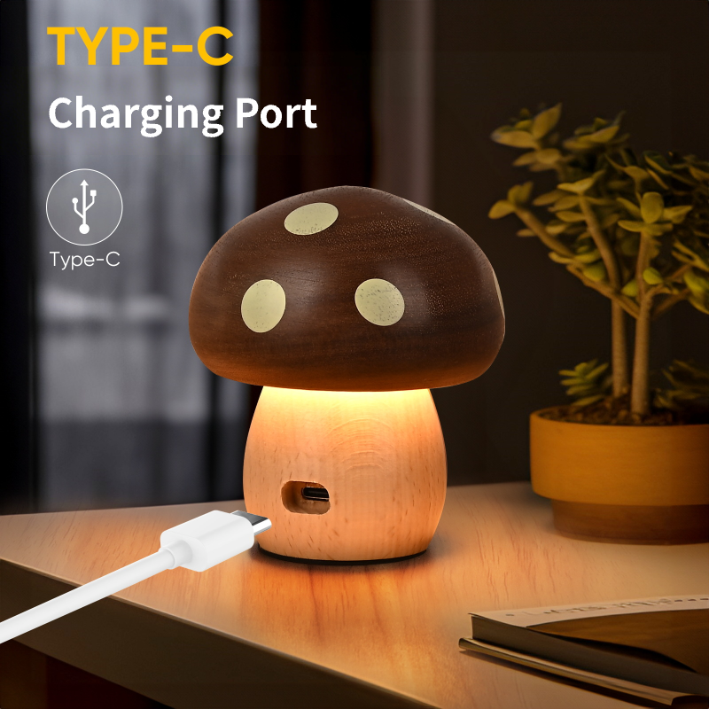 Polished Small  Mushroom Touch Night Lamp
