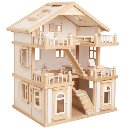 Villa i massivt tre – stor lekemodell – treleker