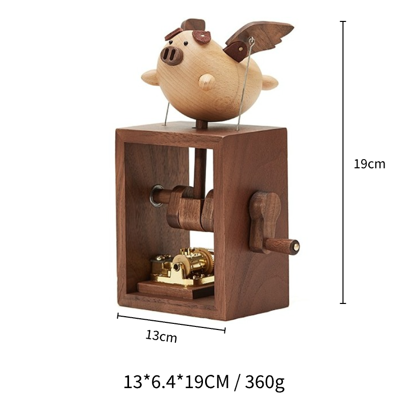 Walnut Hand-Crank Wooden Music Box