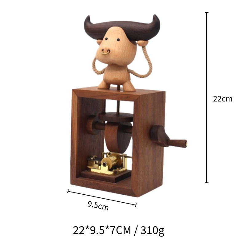 Walnut Hand-Crank Wooden Music Box