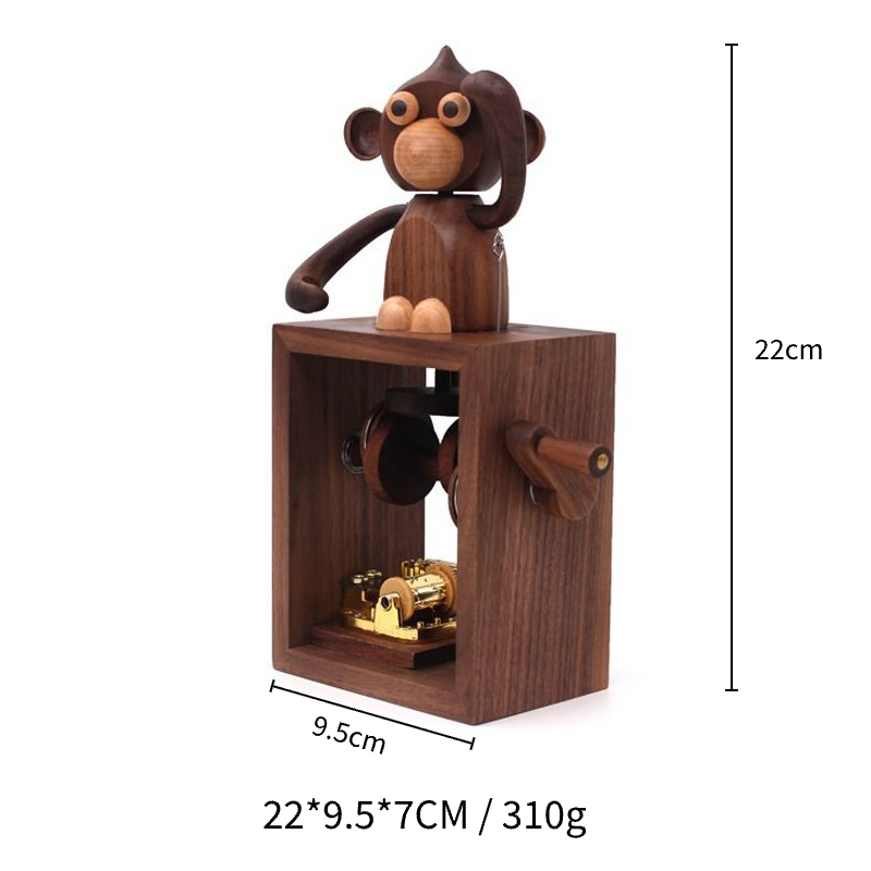 Walnut Hand-Crank Wooden Music Box