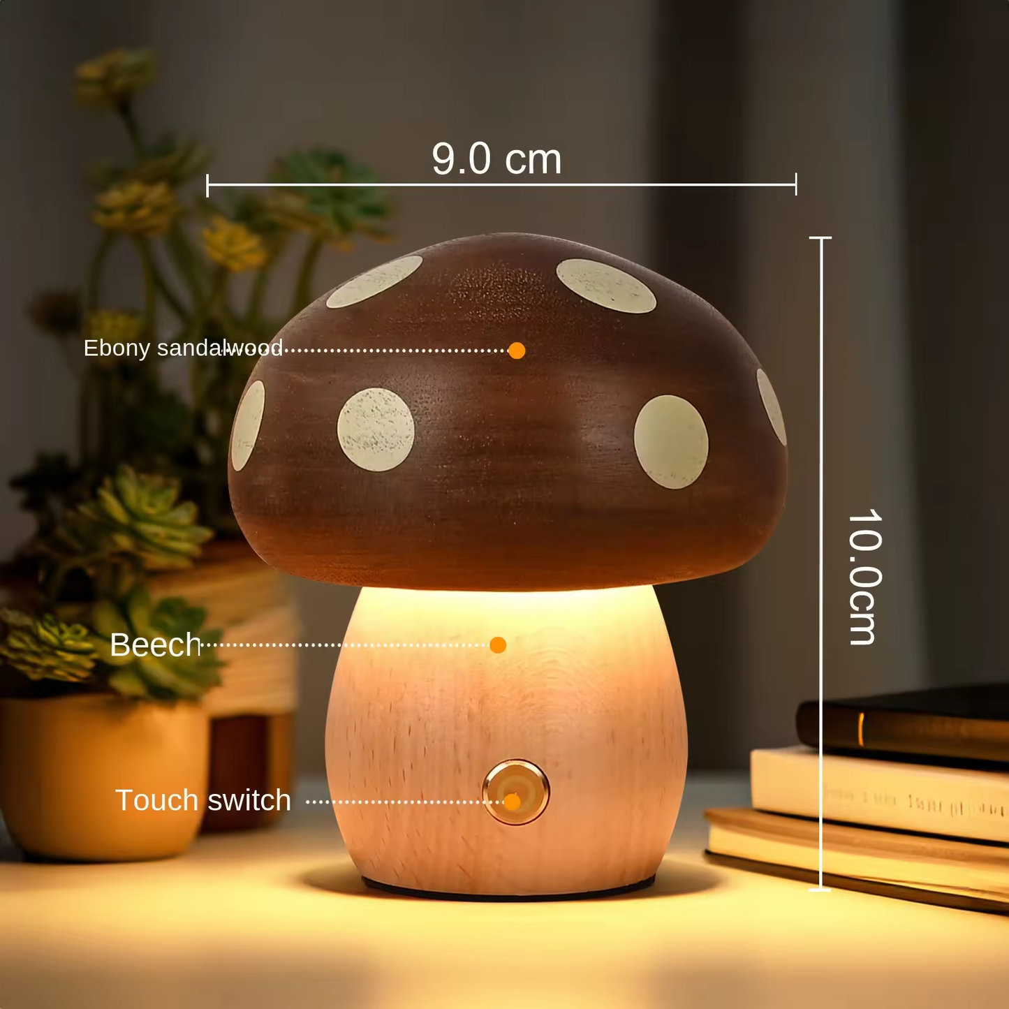 Polished Small  Mushroom Touch Night Lamp