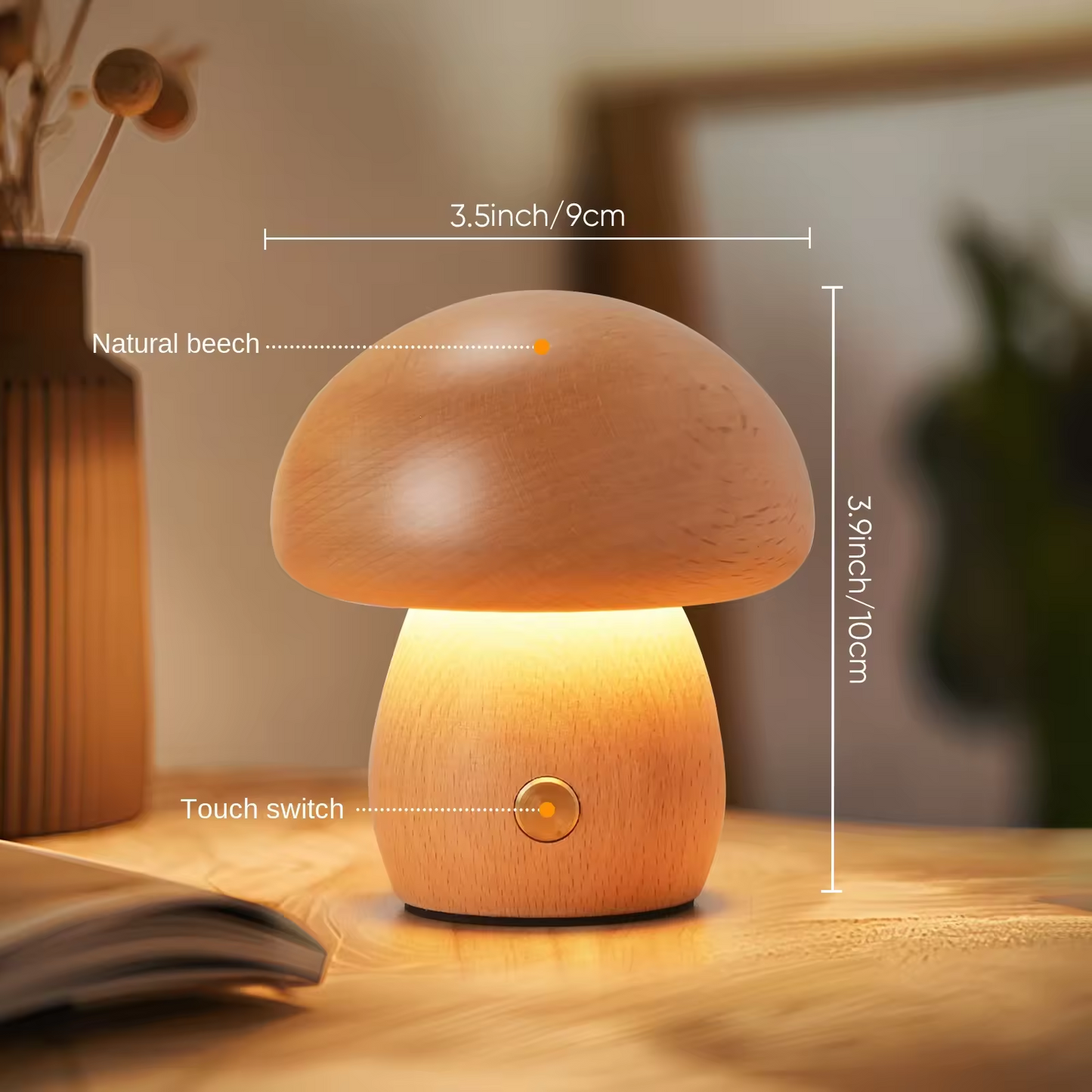 Polished Small  Mushroom Touch Night Lamp
