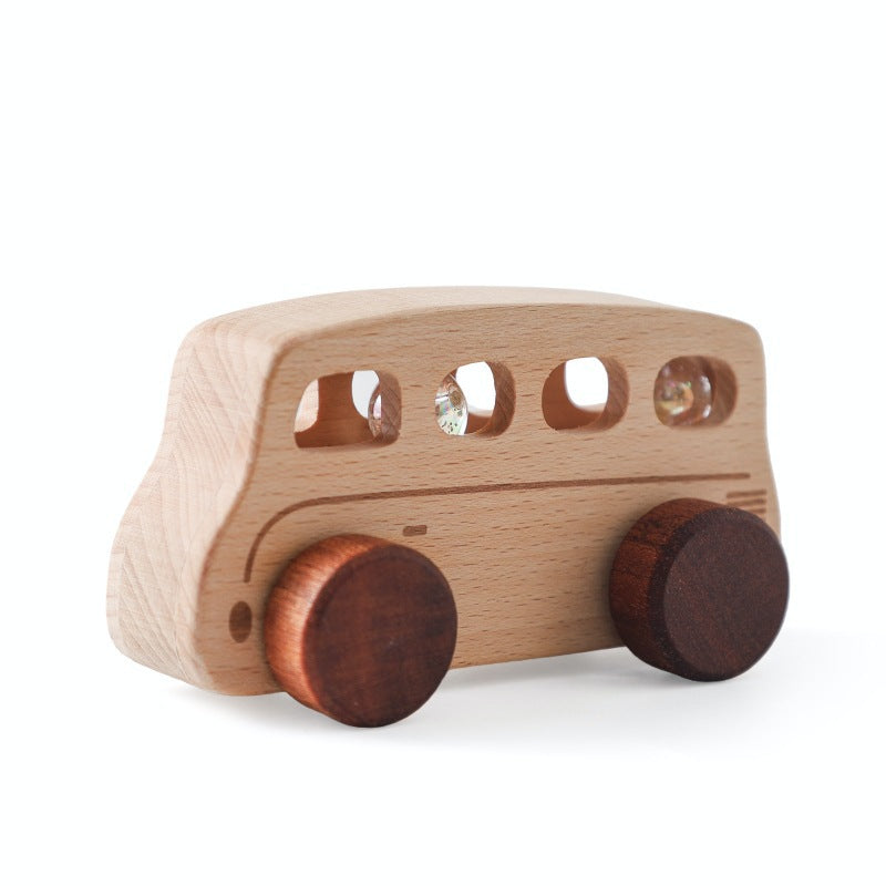 Solid Wood Aircraft Toy with Rolling Marbles